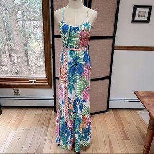 🆕 Ivory Leaf Print Belted Maxi Dress